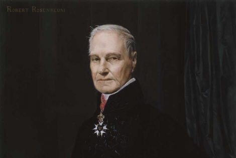 Oil painting portrait of Robert Rosenblum as the Marquis de Pastoret