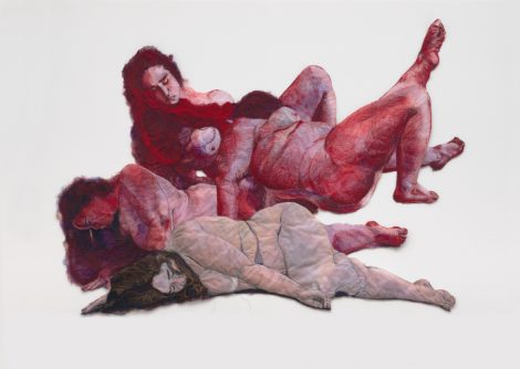 Abstract portrait depicting several nude women
