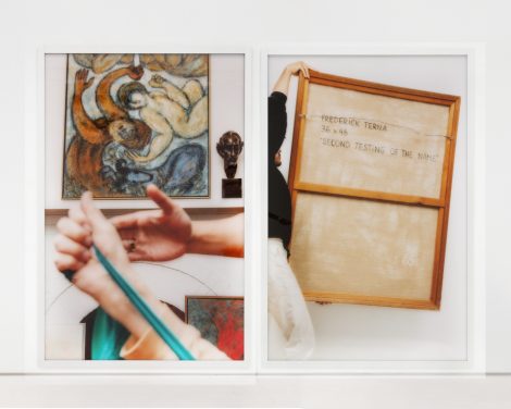 Framed artwork viewed from the front and back