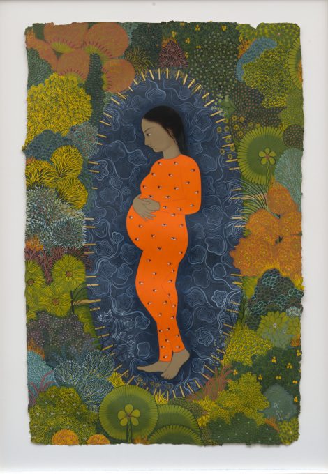 Abstract painting of a pregnant woman